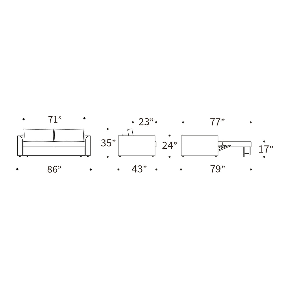 Neah Curved Arms Sofa Bed