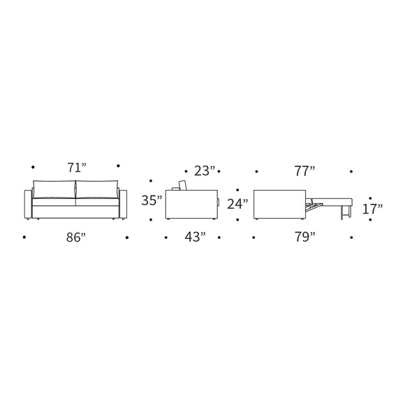 Neah Standard Arms Sofa Bed