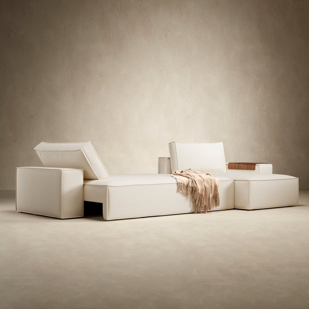 Newilla Wide Arms Sofa Bed with Chaise