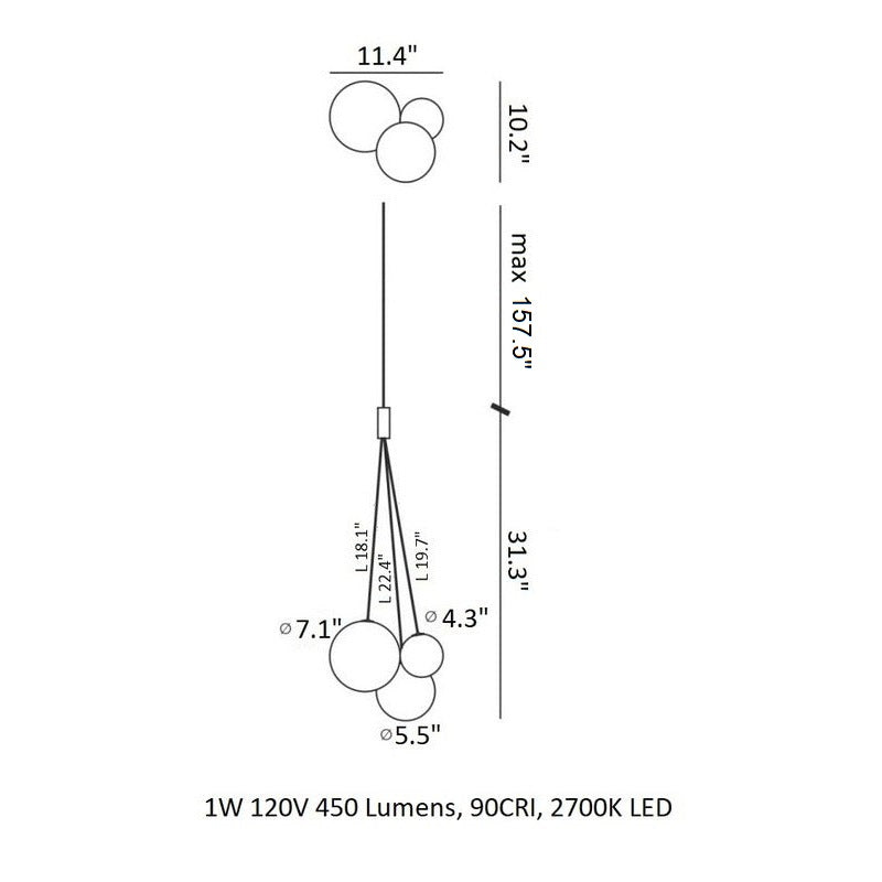 Random 4 Light Multipoint Pendant Light