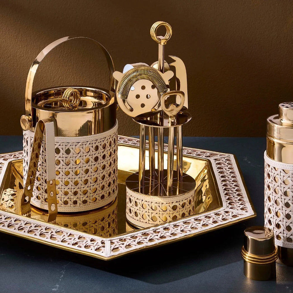 Basketweave Barware Set