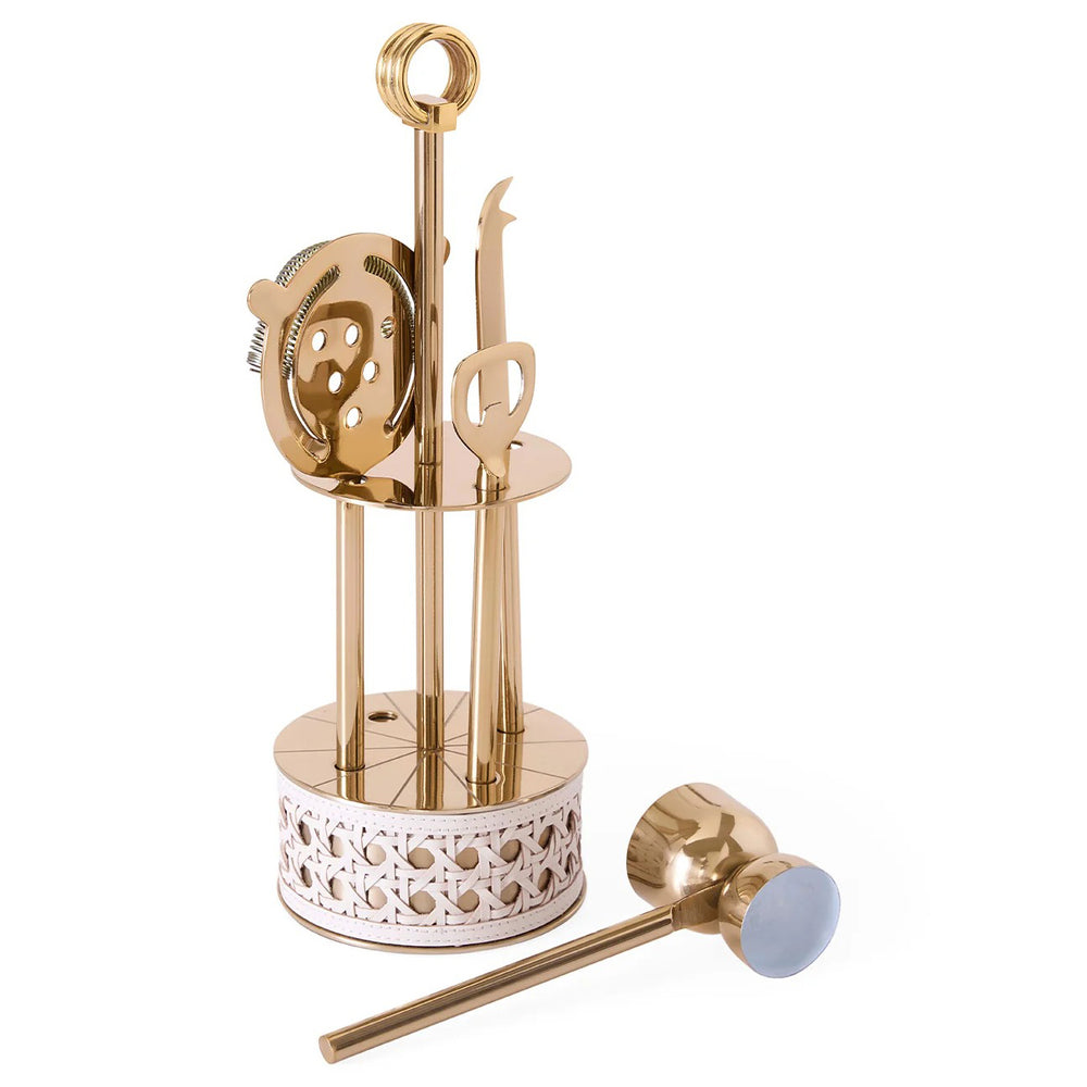 Basketweave Barware Set
