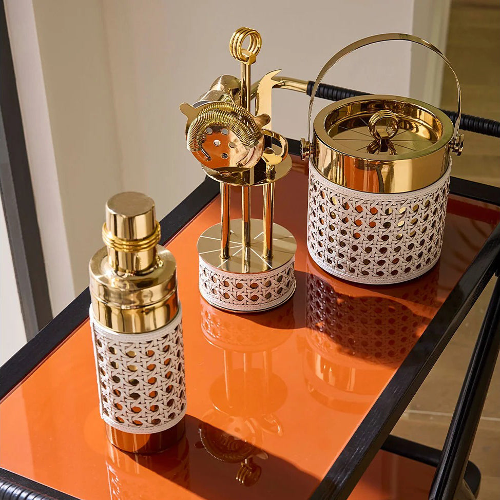 Basketweave Barware Set