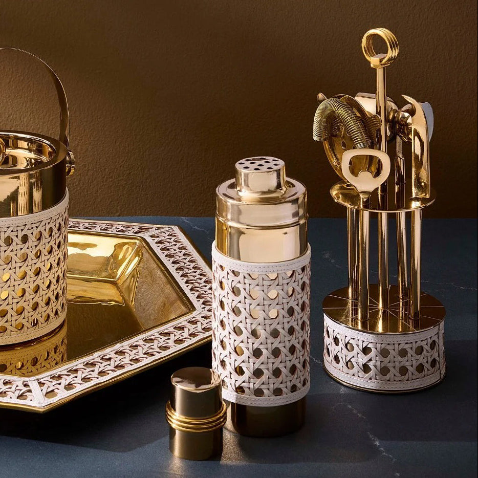 Basketweave Barware Set