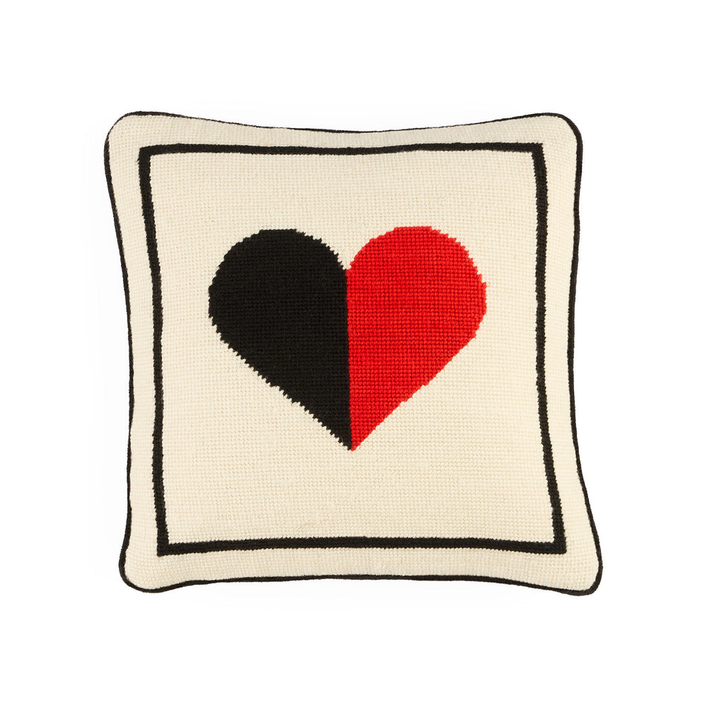 Hearts Needlepoint Throw Pillow