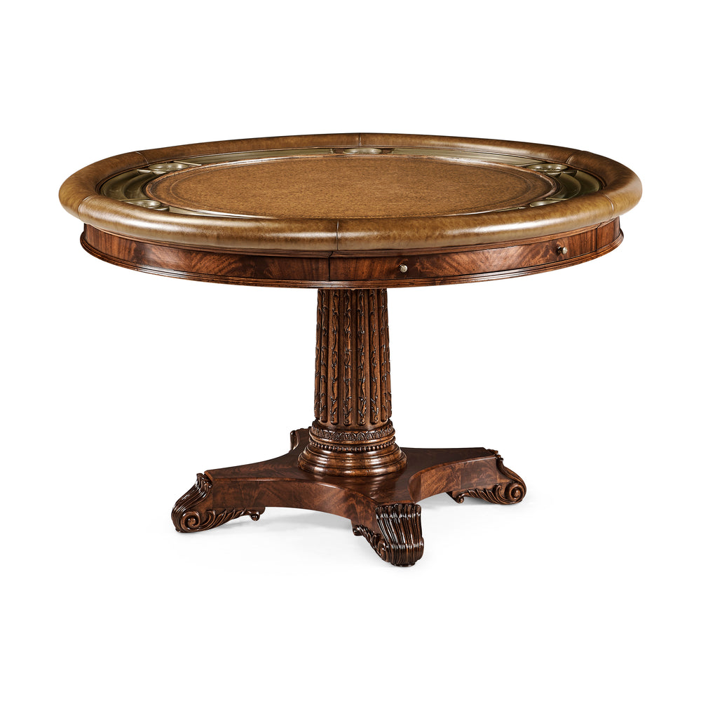 Mahogany Round Poker Table