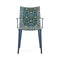 H.H.H. Graphic Impression Dining Armchair  option Blue / Ink-Ochre Moon Flower