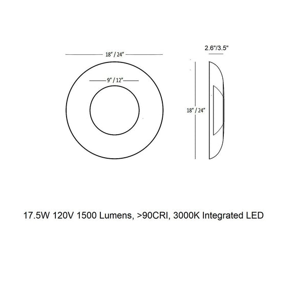 18-in W White Outdoor Flush Mount Light