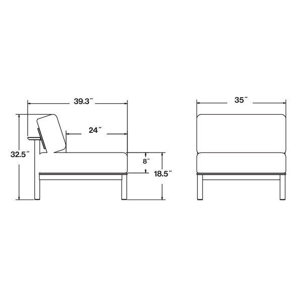 Aurora Outdoor Armless Lounge Chair