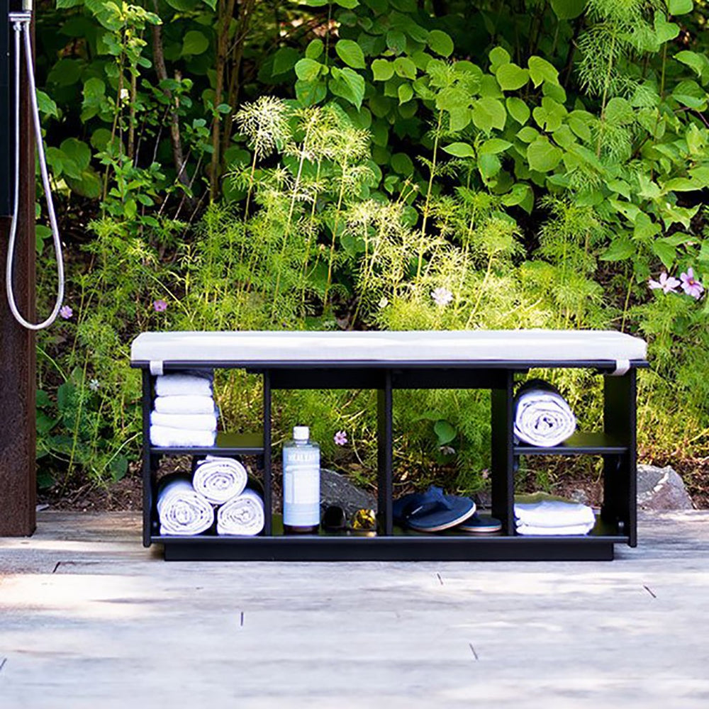 Cubby Boot Holes Outdoor Bench with Cushion Bundle