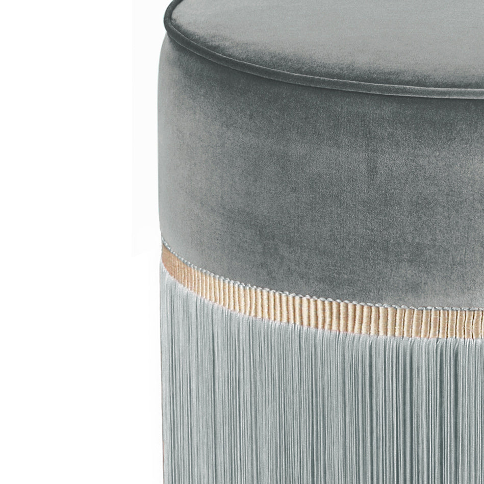 Bicolor Fringe Pouf