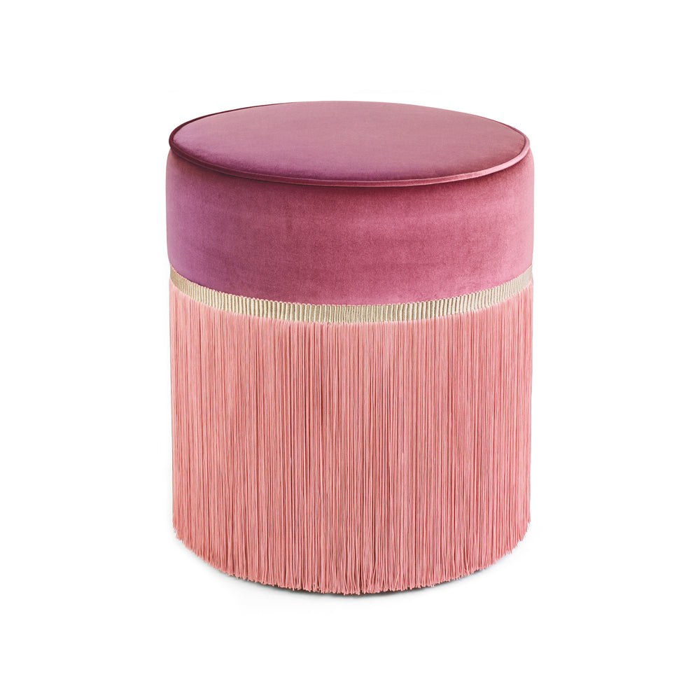 Bicolor Fringe Pouf