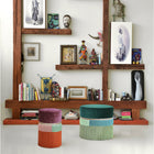 Bicolor Line Fringe Pouf