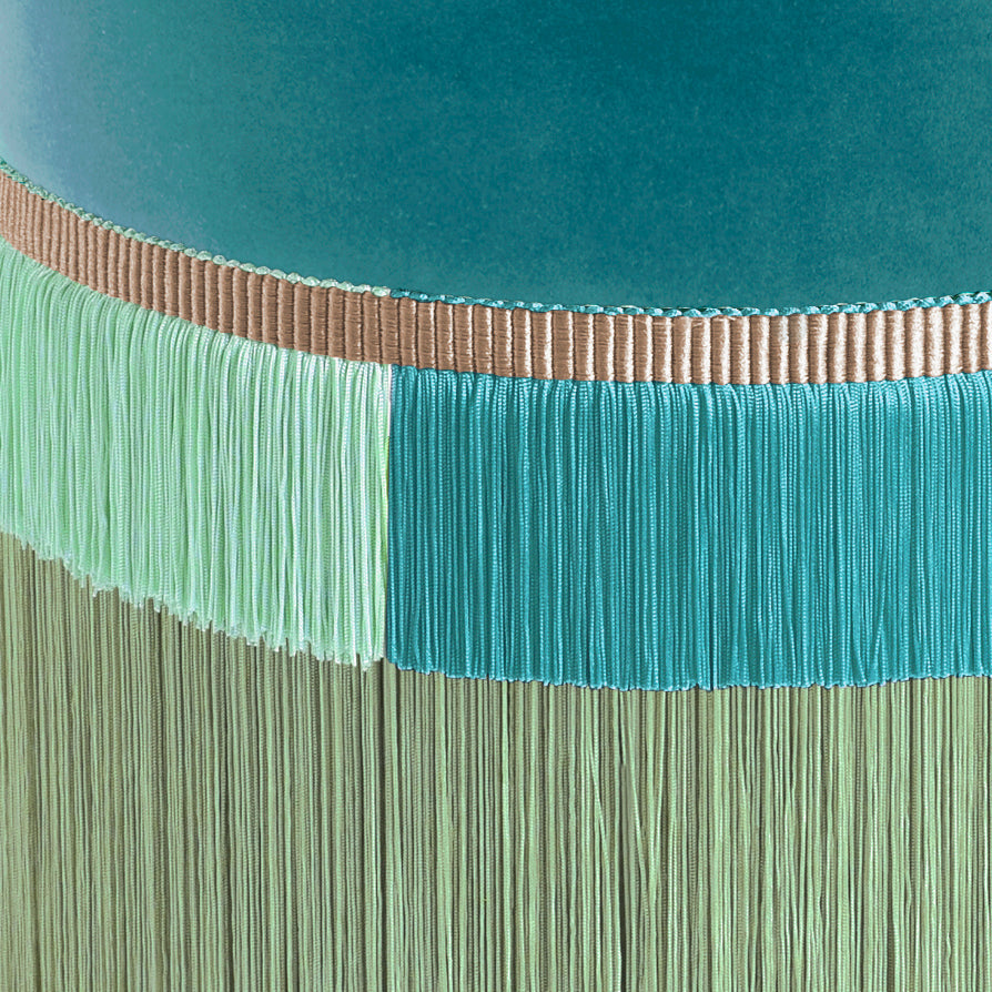 Bicolor Line Fringe Pouf