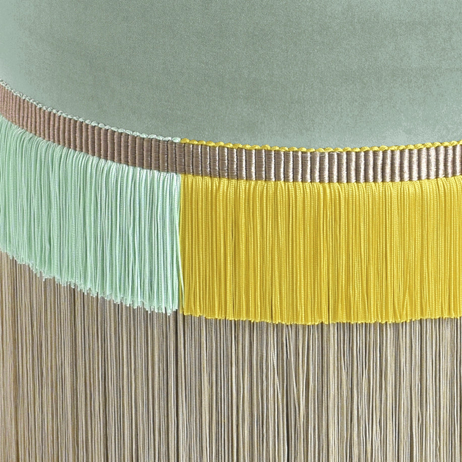 Bicolor Line Fringe Pouf
