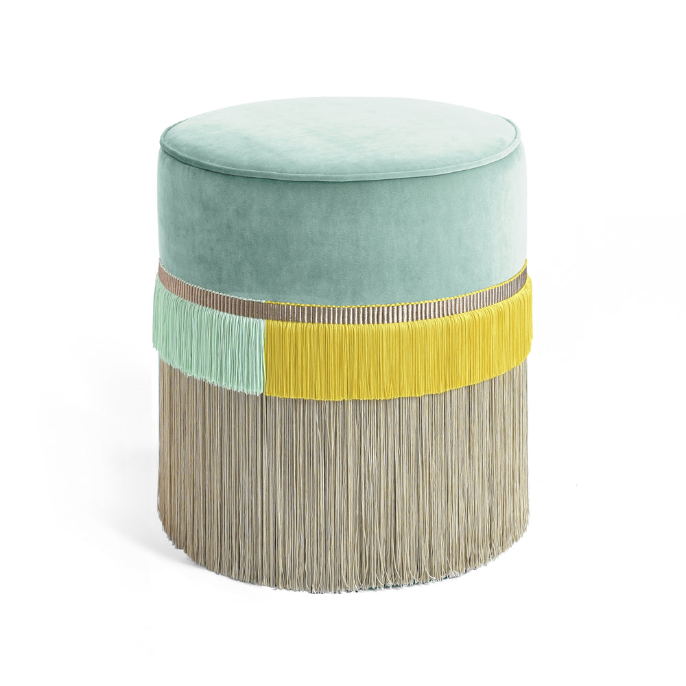 Bicolor Line Fringe Pouf