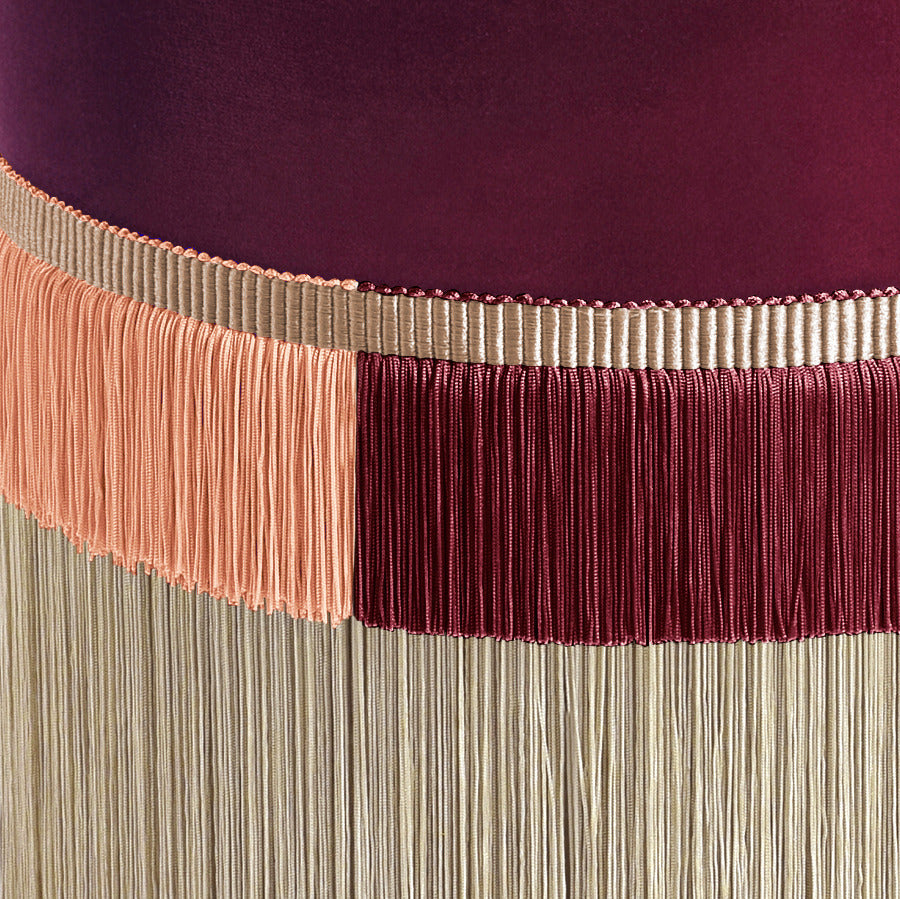 Bordeaux Line Fringe Pouf