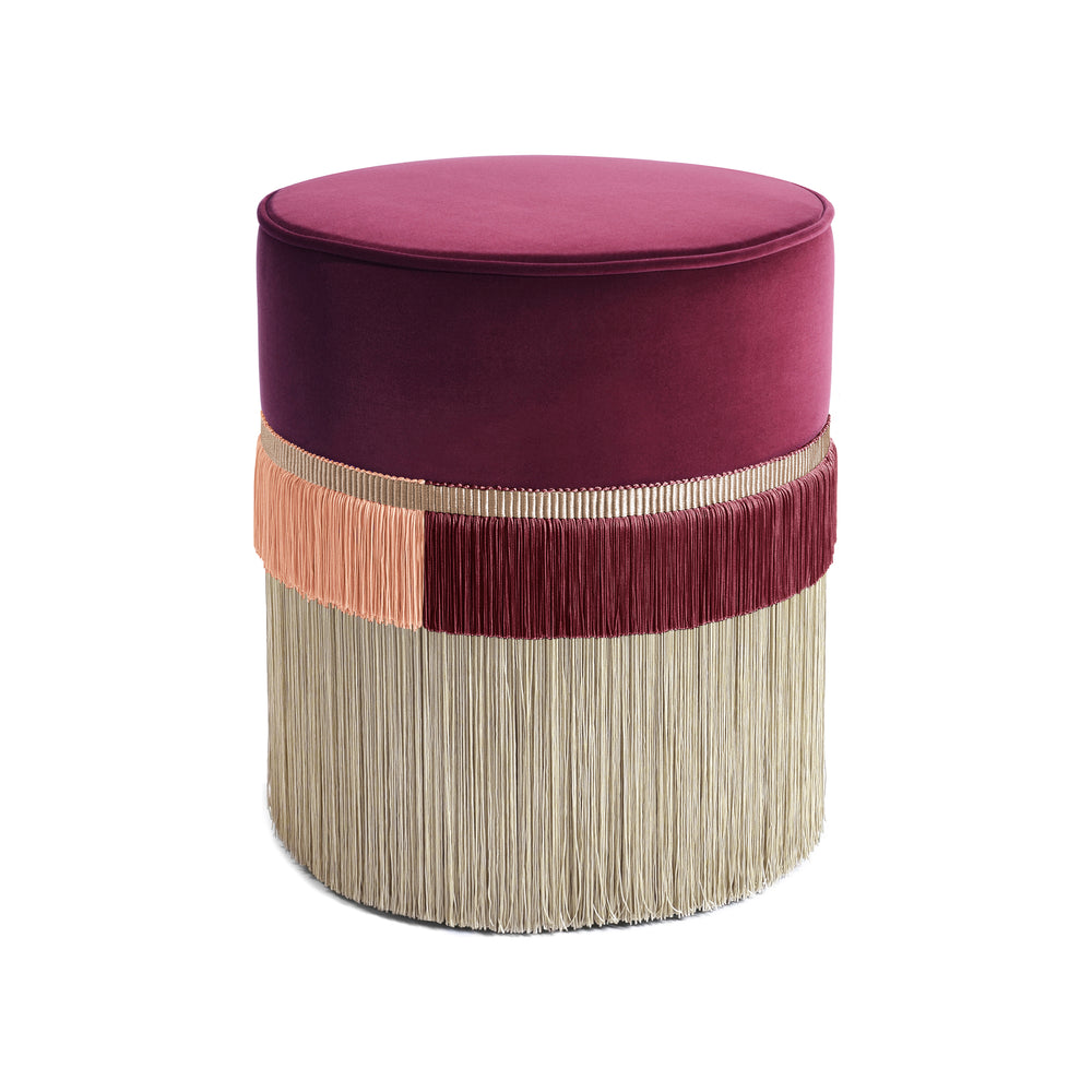 Bordeaux Line Fringe Pouf