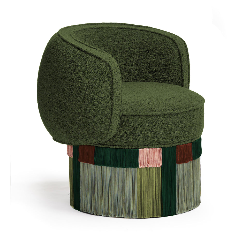 Clunis Pirouette Swivel Fringe Armchair