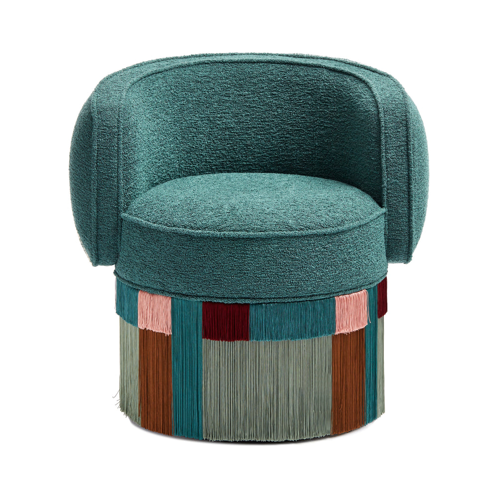 Clunis Pirouette Swivel Fringe Armchair