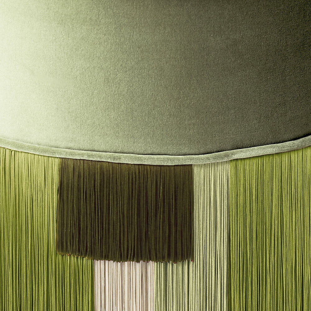 Geo Stripe Fringe Pouf