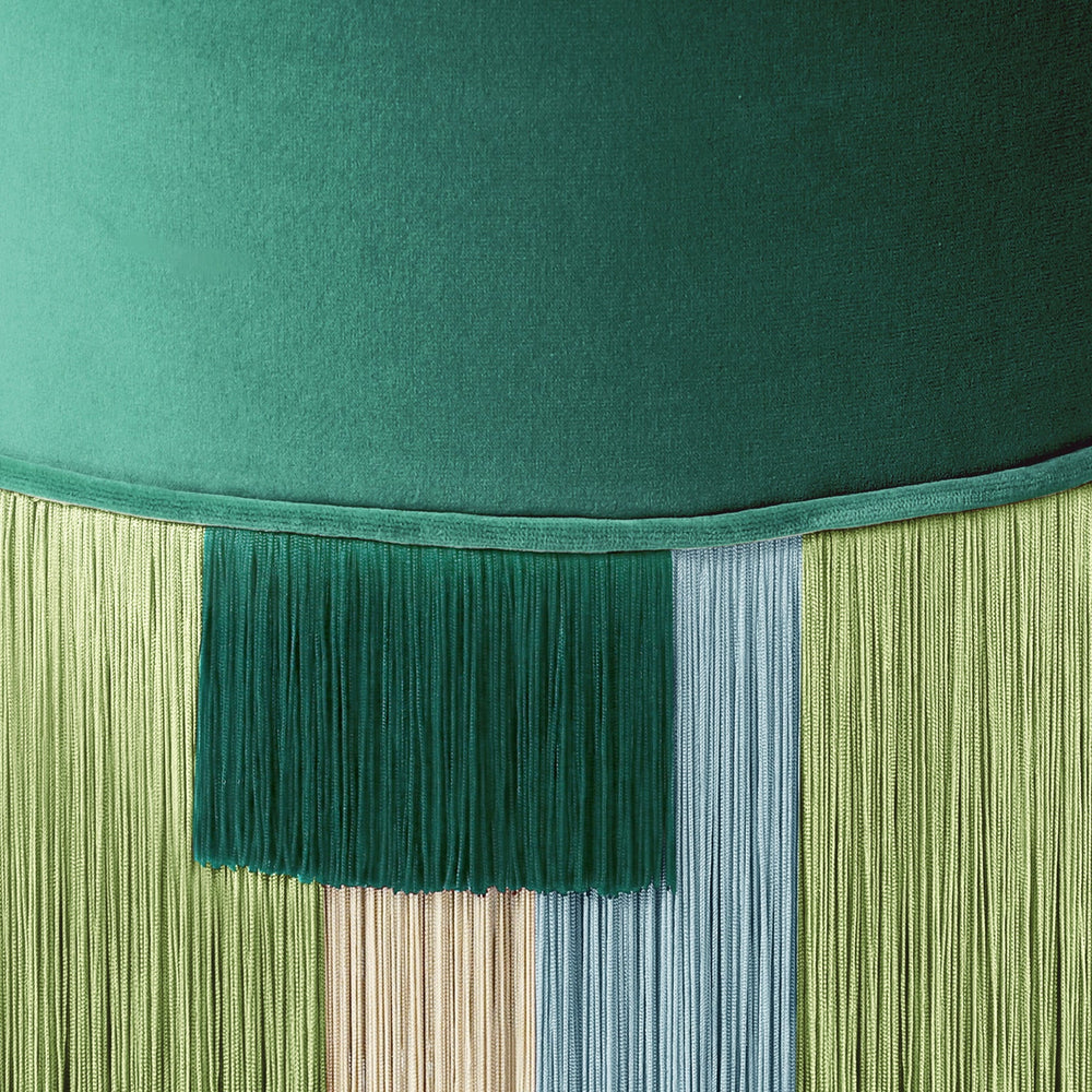 Geo Stripe Fringe Pouf
