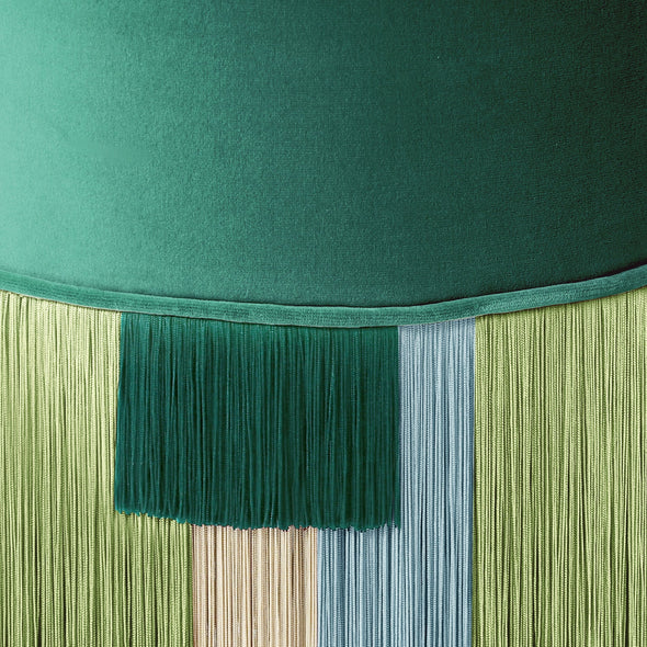 Geo Stripe Fringe Pouf