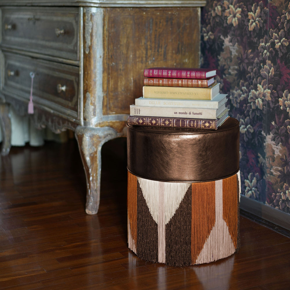 Gleaming Tribe Fringe Pouf