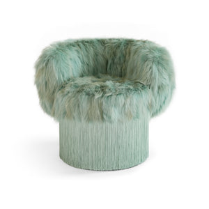 Fur Pirouette Swivel Fringe Armchair