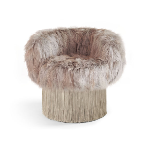 Pirouette Swivel Fringe Armchair