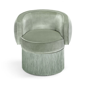 Plain Pirouette Swivel Fringe Armchair