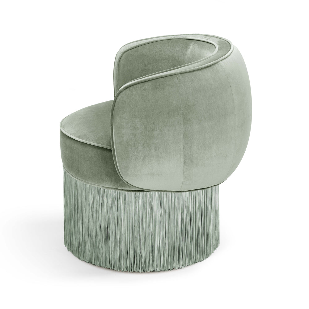 Plain Pirouette Swivel Fringe Armchair