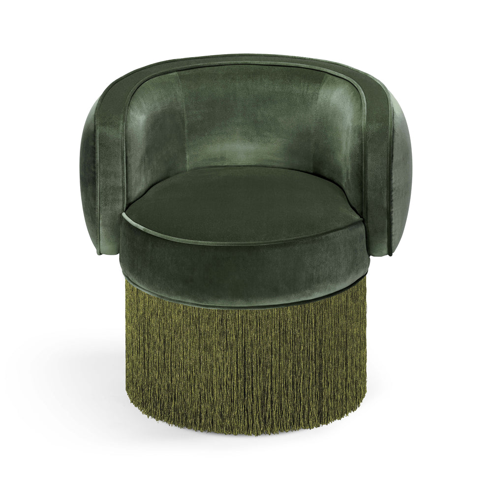 Plain Pirouette Swivel Fringe Armchair