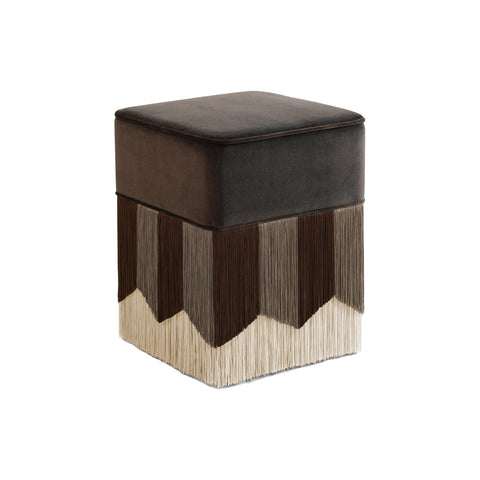Plisse Square Fringe Pouf