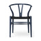 CH24 Wishbone Chair with Black Paper Cord  option Beech / Blue