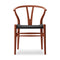 CH24 Wishbone Chair with Black Paper Cord  option Beech / Terracotta