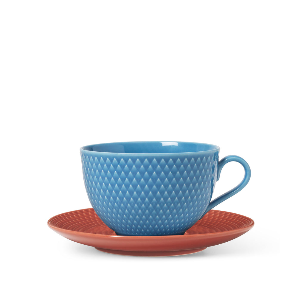 Rhombe Color Tea Cup with Matching Saucer