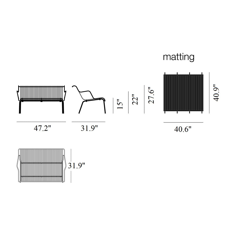 South Outdoor Stackable Lounge Bench