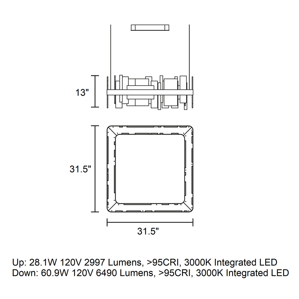 Honice Square LED Pendant Light