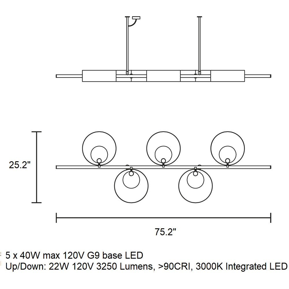 Sound LED Linear Pendant Light