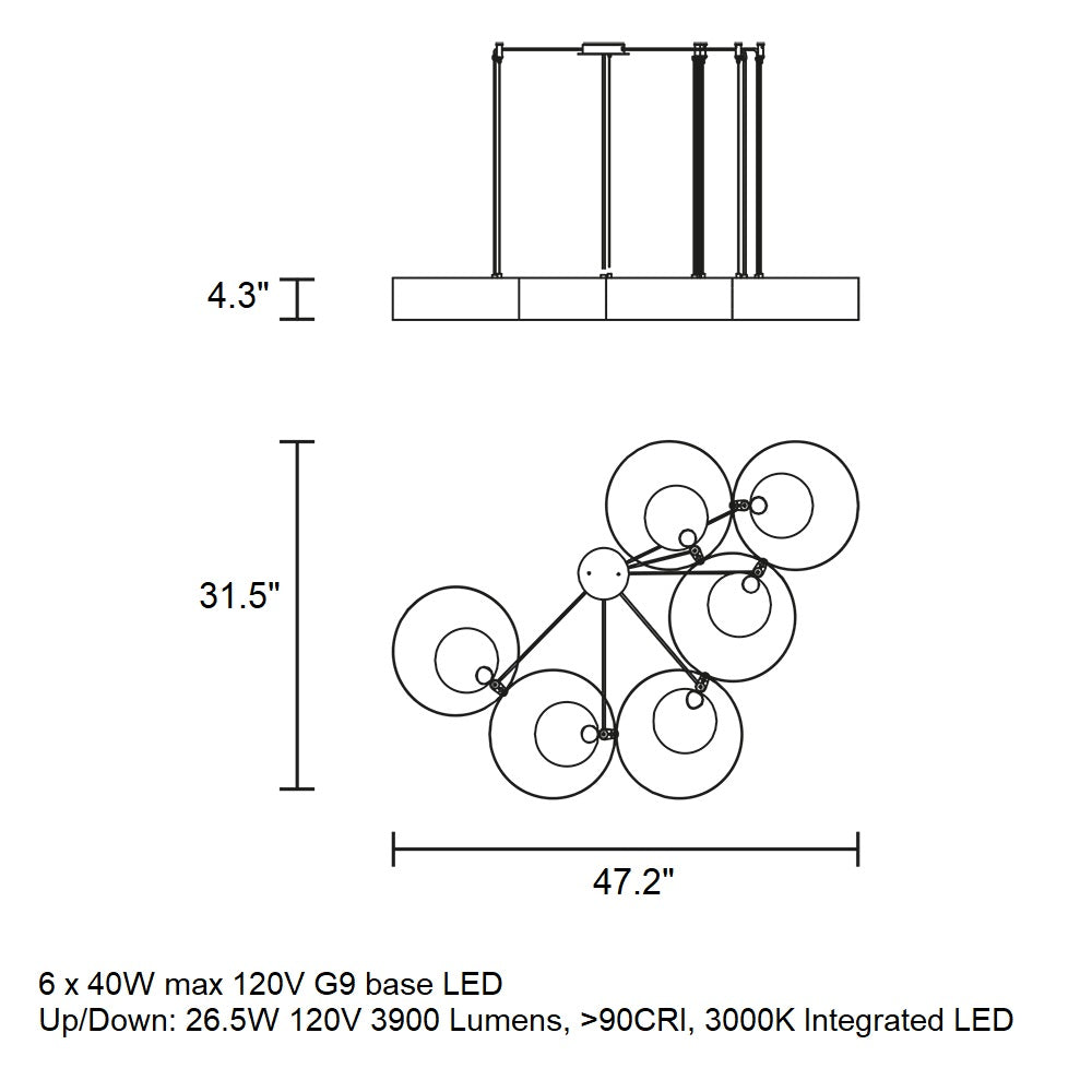 Sound LED Multi-Light Pendant Light