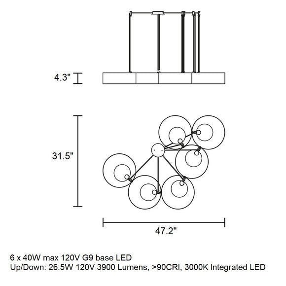 Sound LED Multi-Light Pendant Light