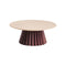 Plisse Coffee Table  option I52 Stained Natural Oak / FP Bulgaro Red / Large: 27.6 in diameter