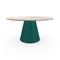 Plisse Round Dining Table  option MB2 Beige Travertino Romano / EJ Pine Green / Large: 59.1 in diameter
