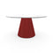 Plisse Round Dining Table  option MB4 White Calacatta Vagli / EQ Cherry Red / Large: 59.1 in diameter