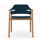 Suite P L CU Dining Armchair  option Hide Ocean Blue C0BC / Lacquered Ash Stained Natural F40