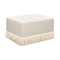 Crawford Gliding Ottoman  option Ivory Boucle with Ivory Tassel Fringe