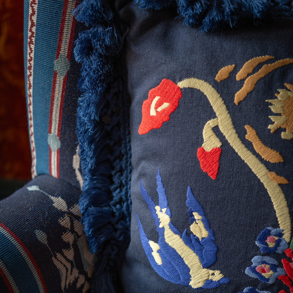A Swallow's Horizon Embroidered Pillow