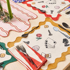 Backgammon Embroidered Linen Napkin (Set of 4)