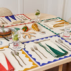 Backgammon Embroidered Linen Napkin (Set of 4)